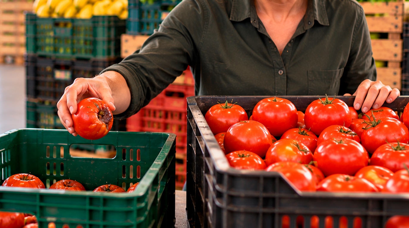 O tomate foi para o lixo do supermercado, mas no seu sistema ele ainda está à venda